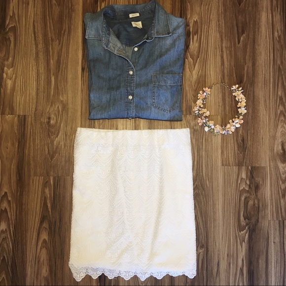 J. Crew Dresses & Skirts - NWT J Crew Lace White Skirt